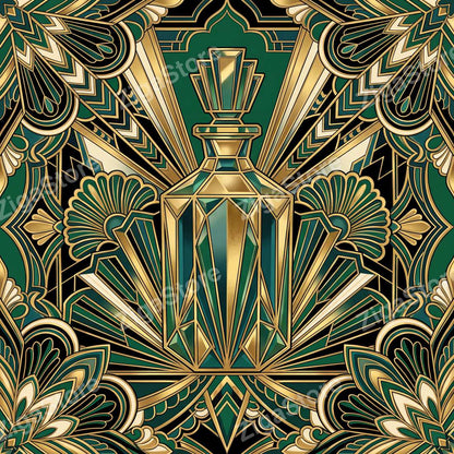 The Emerald Soirée Suite — Art Deco Gatsby Dining Wall Art Set of 3 by Marrow & Gold — print preview (watermarked)