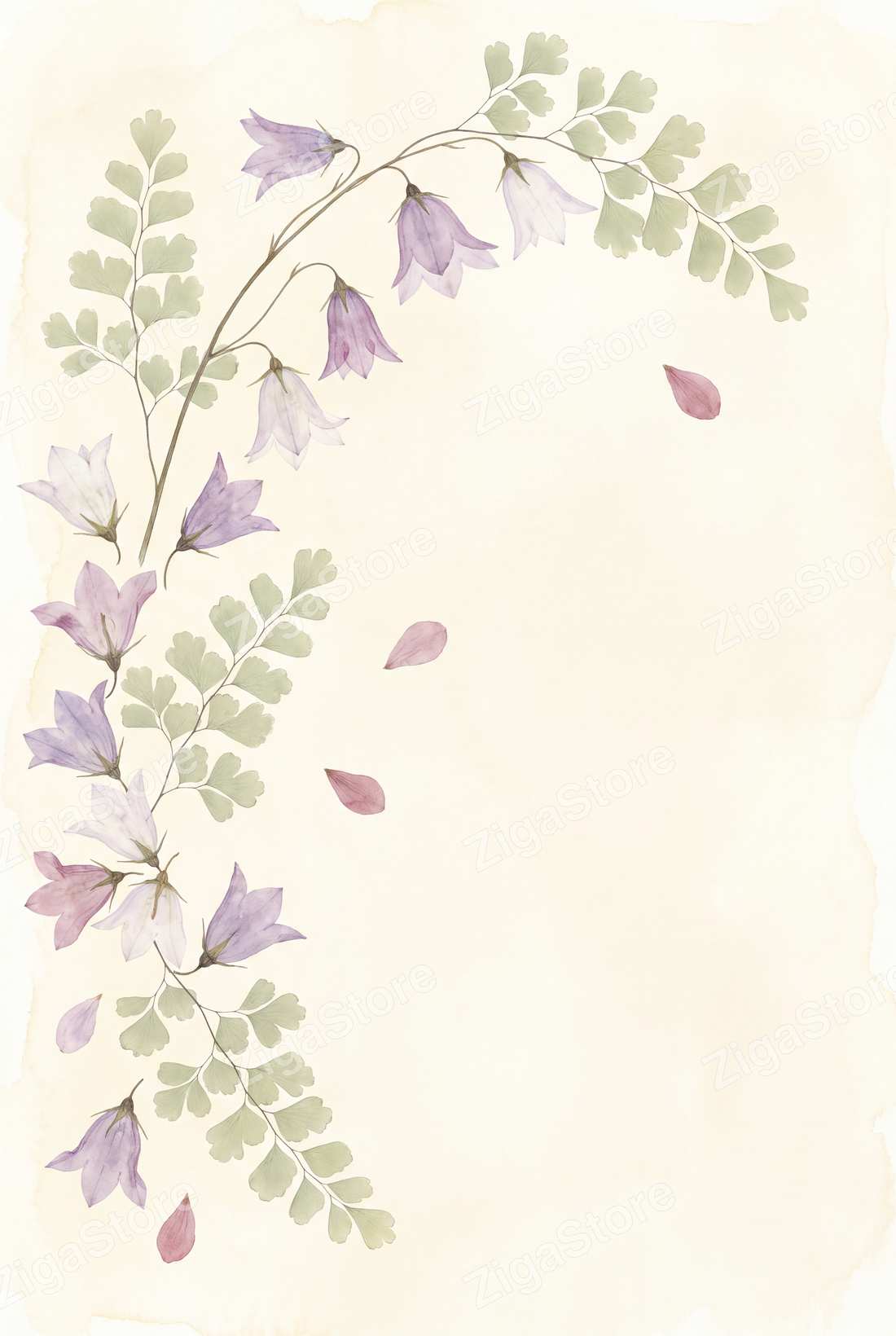 Harebell & Wild-Lace Pressings | 3 Pressed Botanical Nursery Prints by Pressed Petal — print preview (watermarked)