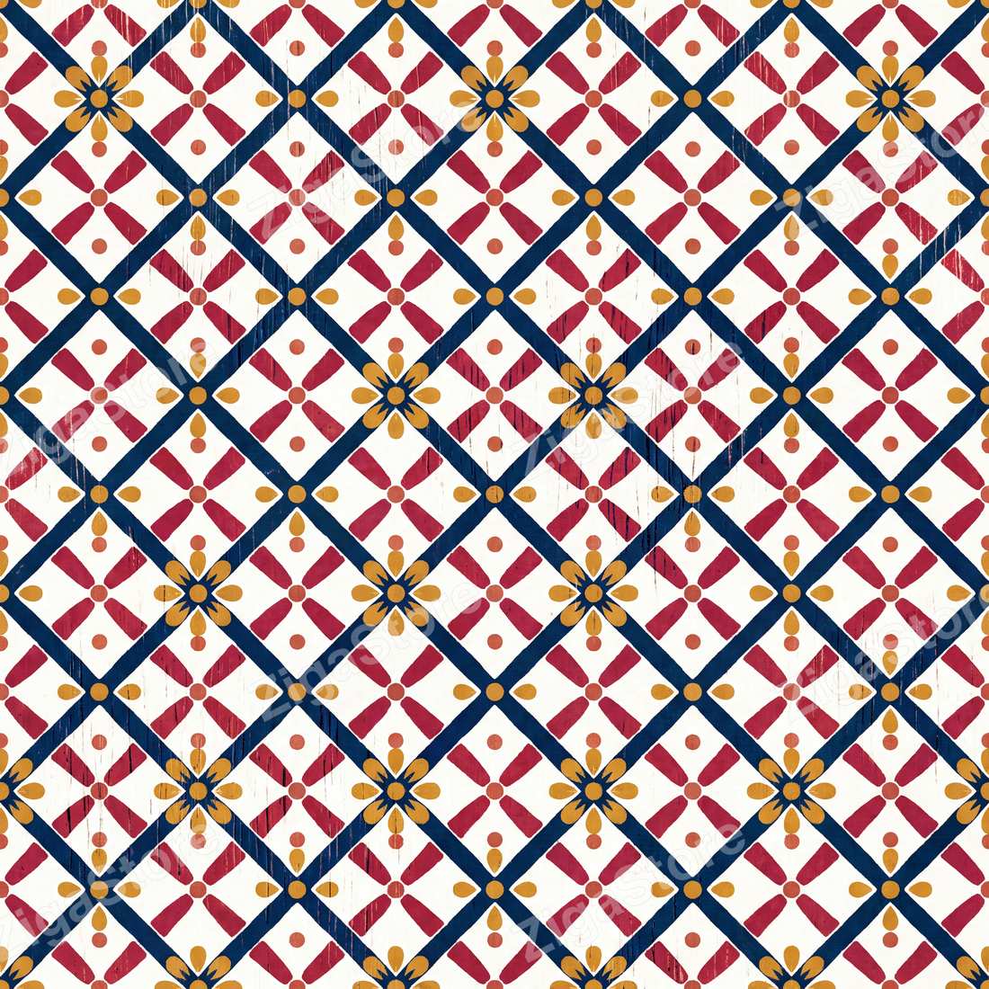 Pomegranate & Marigold Pantry Blocks – 3 Folk Kitchen Prints by Monsoon Atelier — print preview (watermarked)
