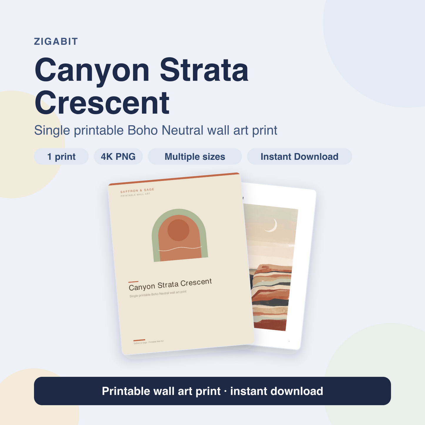 Canyon Strata Crescent | Boho Neutral Printable Wall Art Print by Saffron & Sage