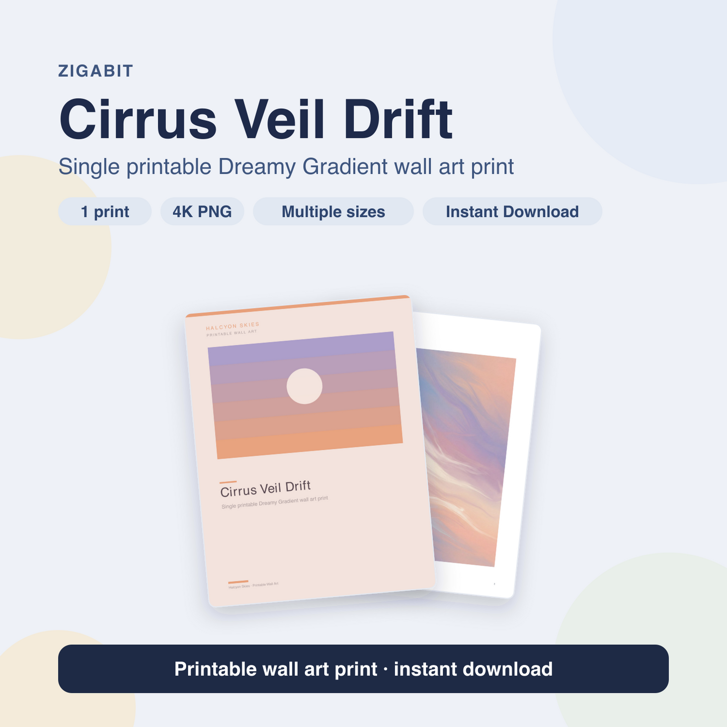 Cirrus Veil Drift | Dreamy Gradient Printable Wall Art Print by Halcyon Skies