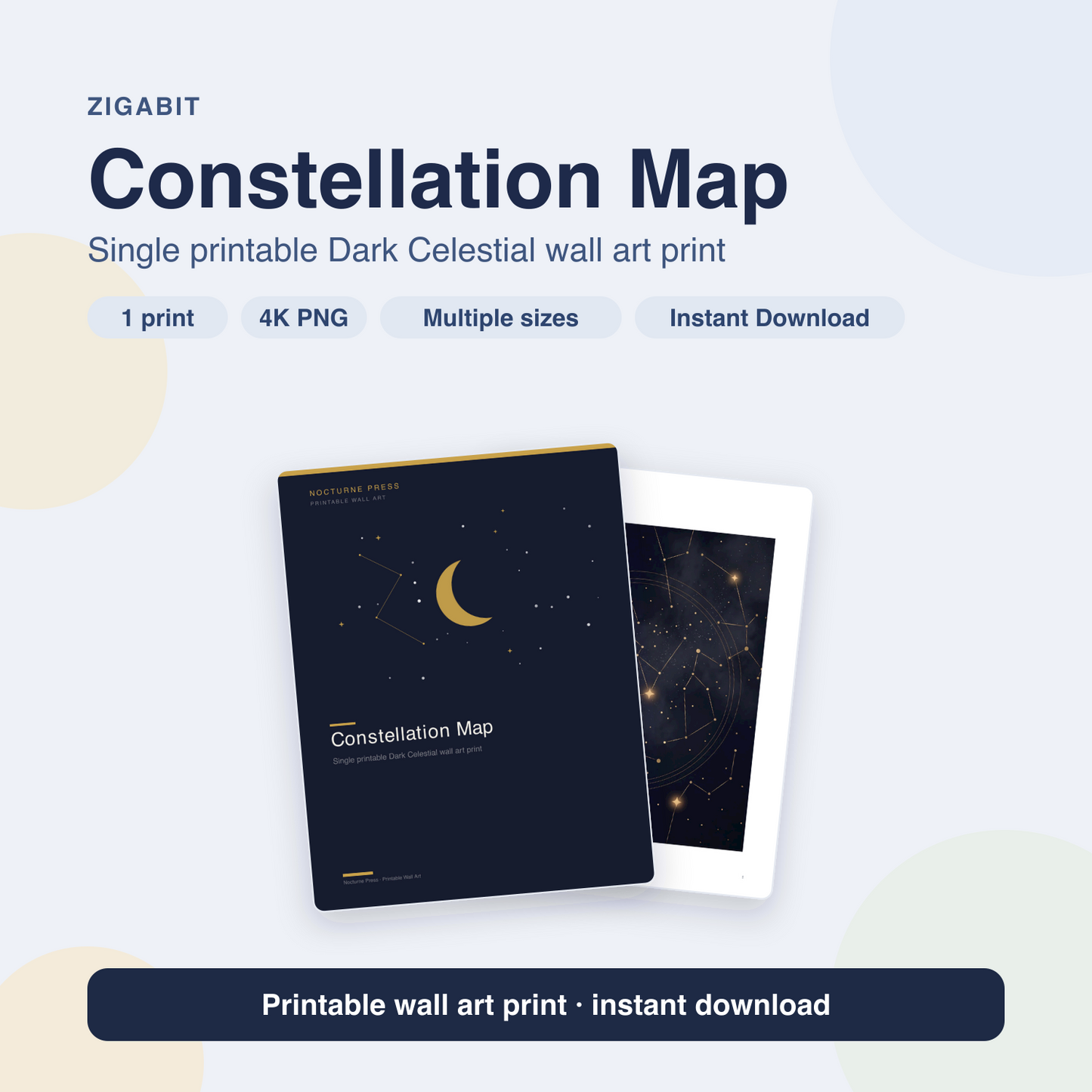 Constellation Map | Dark Celestial Printable Wall Art Print by Nocturne Press