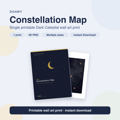 Constellation Map | Dark Celestial Printable Wall Art Print by Nocturne Press
