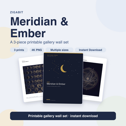 Meridian & Ember Dark Celestial Gallery Wall Set | 3 Prints by Nocturne Press