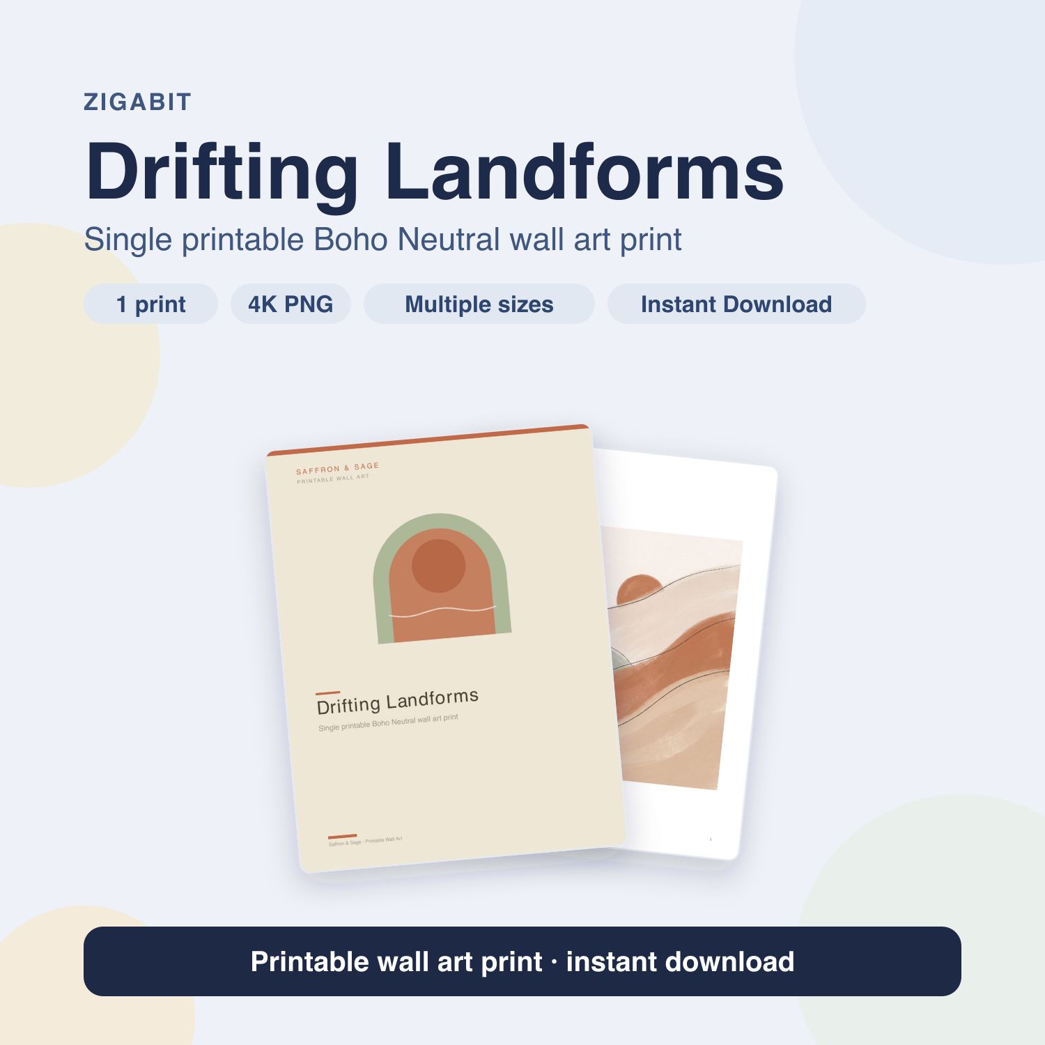 Drifting Landforms | Boho Neutral Printable Wall Art Print by Saffron & Sage