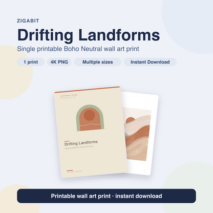Drifting Landforms | Boho Neutral Printable Wall Art Print by Saffron & Sage