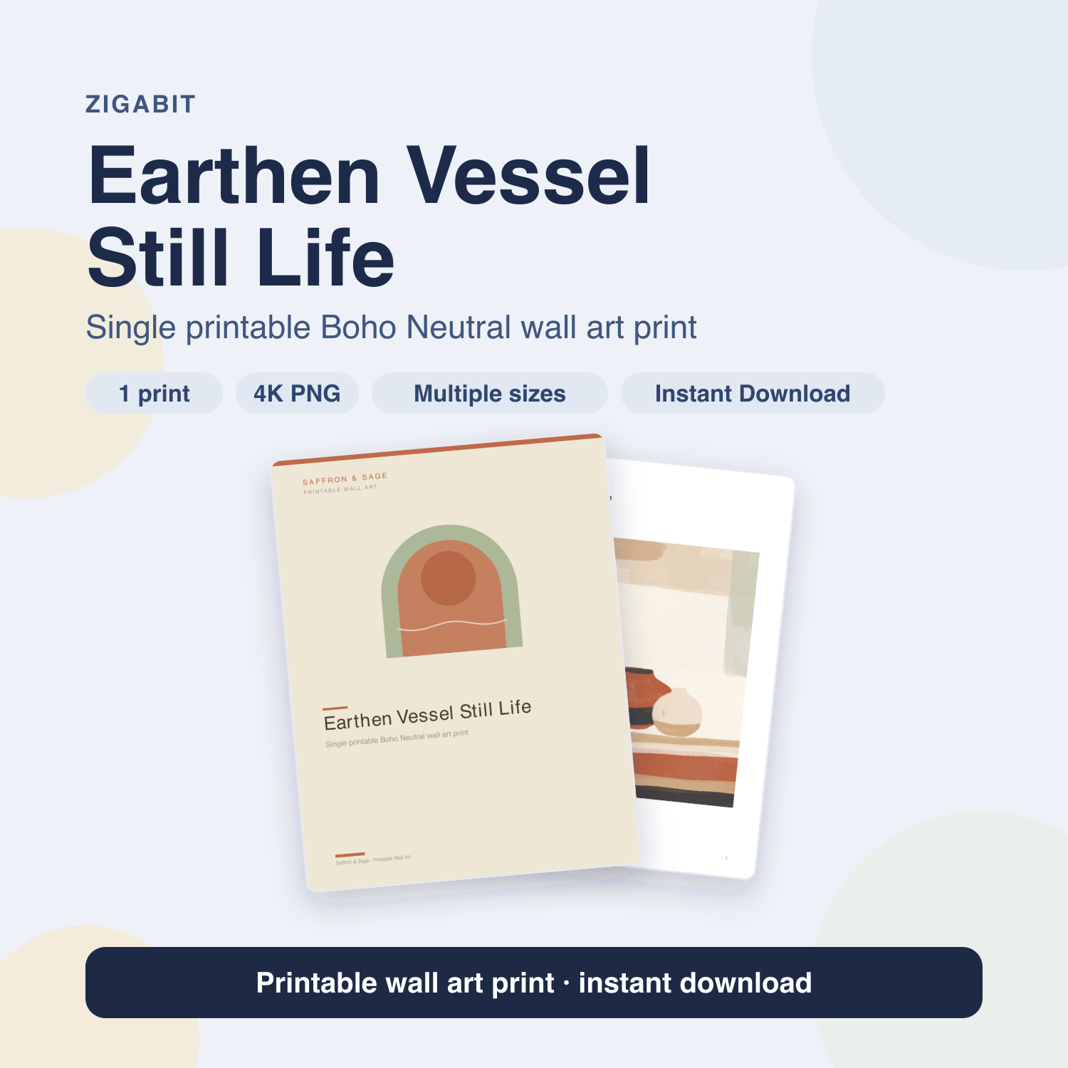 Earthen Vessel Still Life | Boho Neutral Printable Wall Art Print by Saffron & Sage