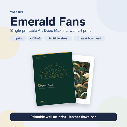 Emerald Fans | Art Deco Maximal Printable Wall Art Print by Marrow & Gold