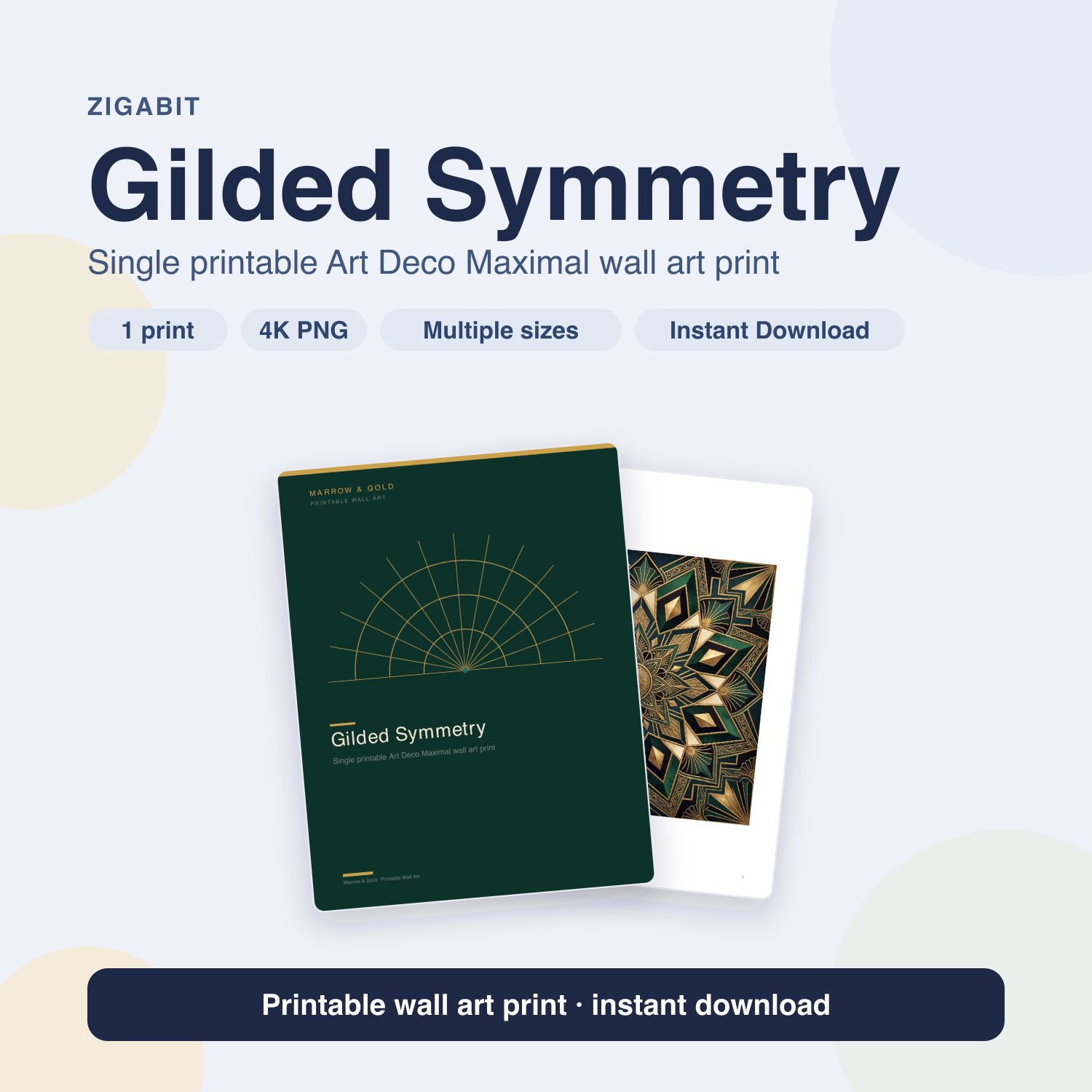 Gilded Symmetry | Art Deco Maximal Printable Wall Art Print by Marrow & Gold