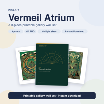 Vermeil Atrium Art Deco Gallery Wall Set | 3 Printable Prints by Marrow & Gold