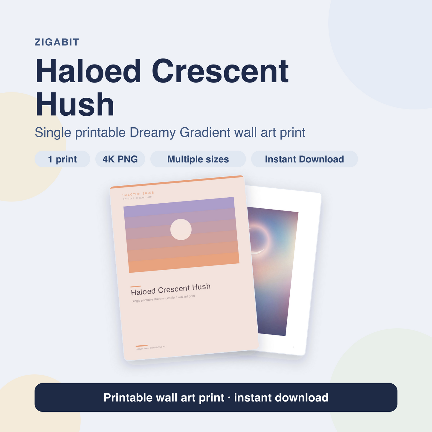 Haloed Crescent Hush | Dreamy Gradient Printable Wall Art Print by Halcyon Skies