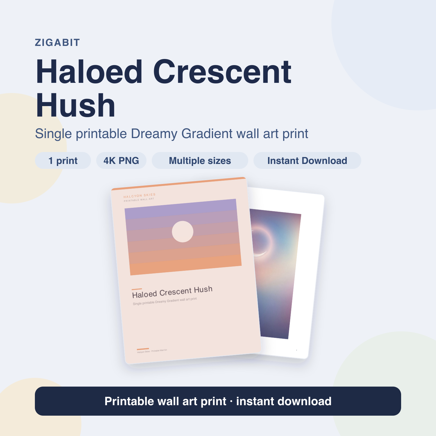 Haloed Crescent Hush | Dreamy Gradient Printable Wall Art Print by Halcyon Skies