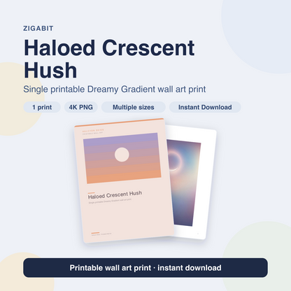 Haloed Crescent Hush | Dreamy Gradient Printable Wall Art Print by Halcyon Skies