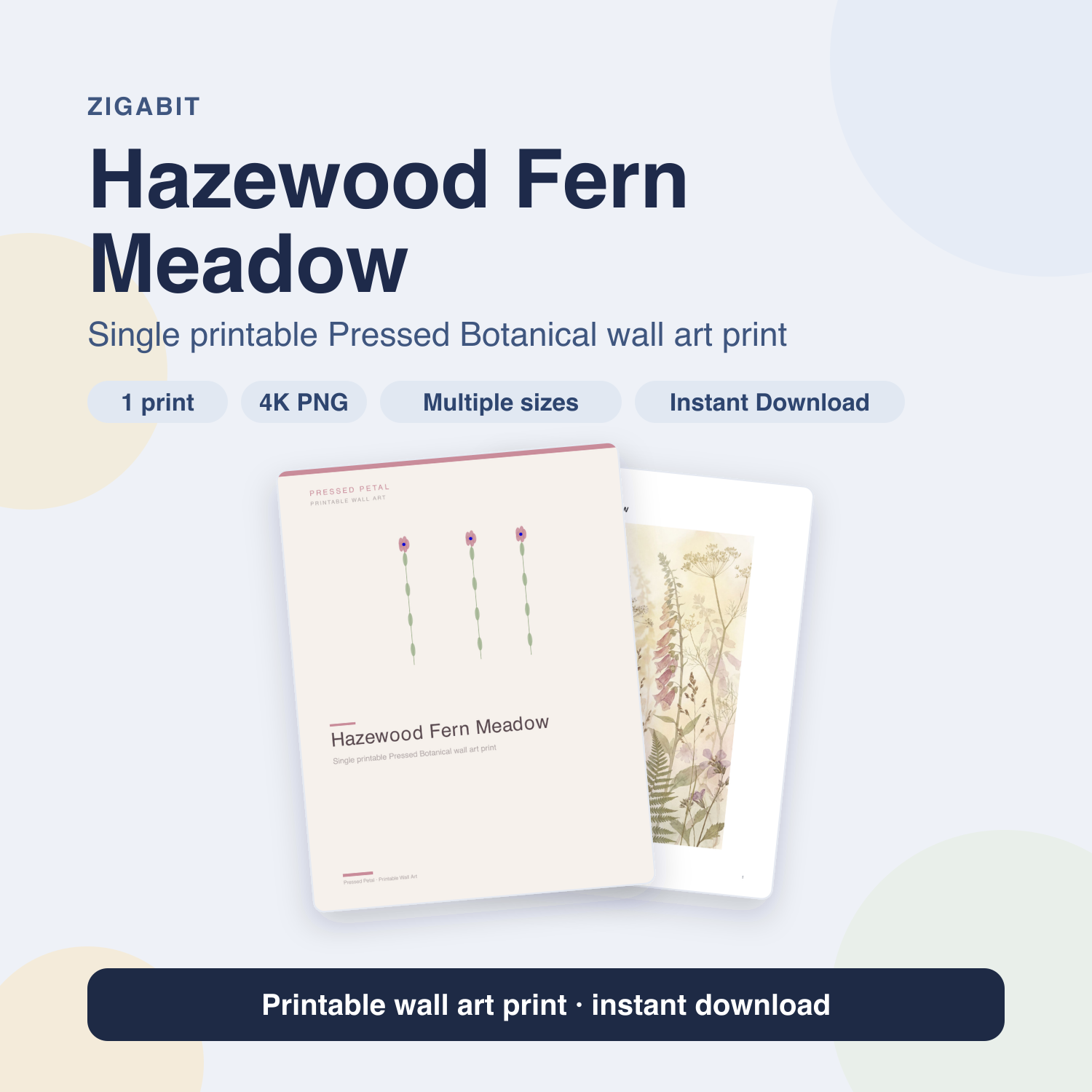 Hazewood Fern Meadow | Pressed Botanical Printable Wall Art Print by Pressed Petal