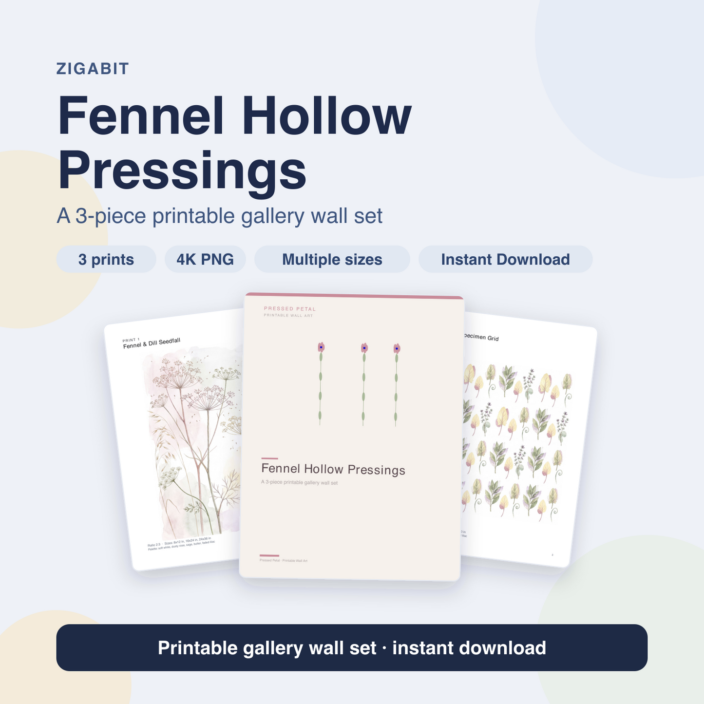 Fennel Hollow Pressings — Pressed Botanical 3-Print Kitchen Set by Pressed Petal
