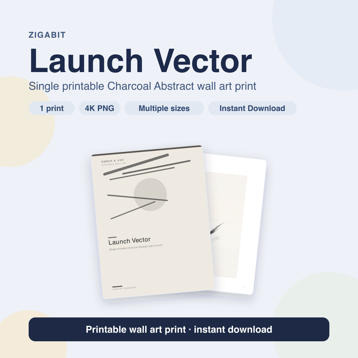 Launch Vector | Charcoal Abstract Printable Wall Art Print by Ember & Ash