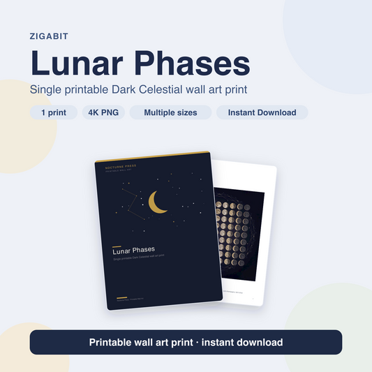 Lunar Phases | Dark Celestial Printable Wall Art Print by Nocturne Press