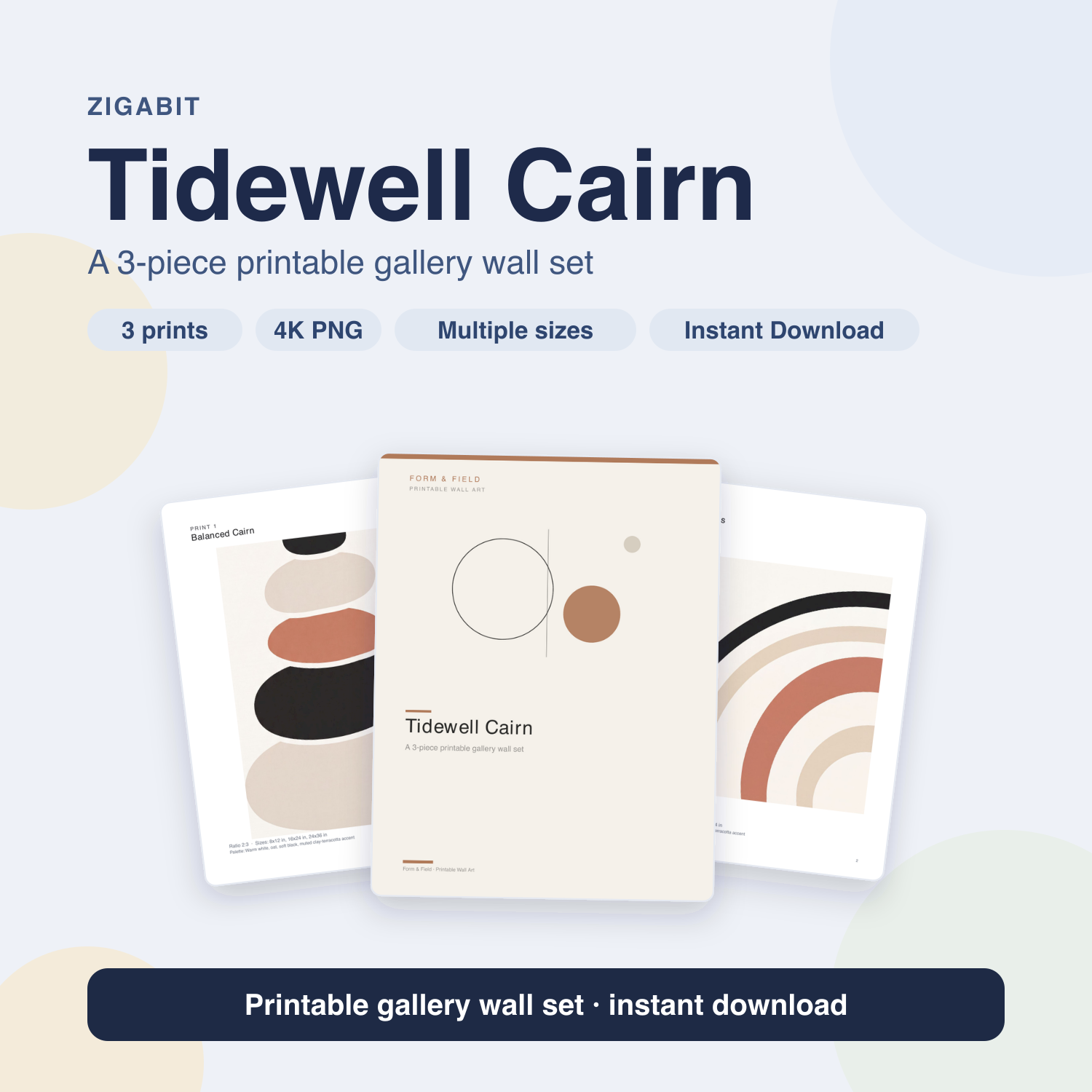Tidewell Cairn — 3-Piece Abstract Minimal Gallery Wall Set by Form & Field