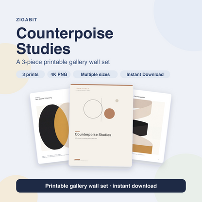 Counterpoise Studies | 3-Piece Abstract Minimal Wall Art Set by Form & Field