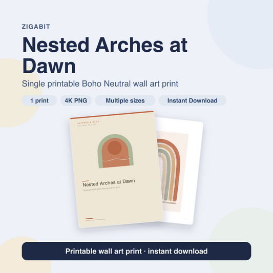 Nested Arches at Dawn | Boho Neutral Printable Wall Art Print by Saffron & Sage