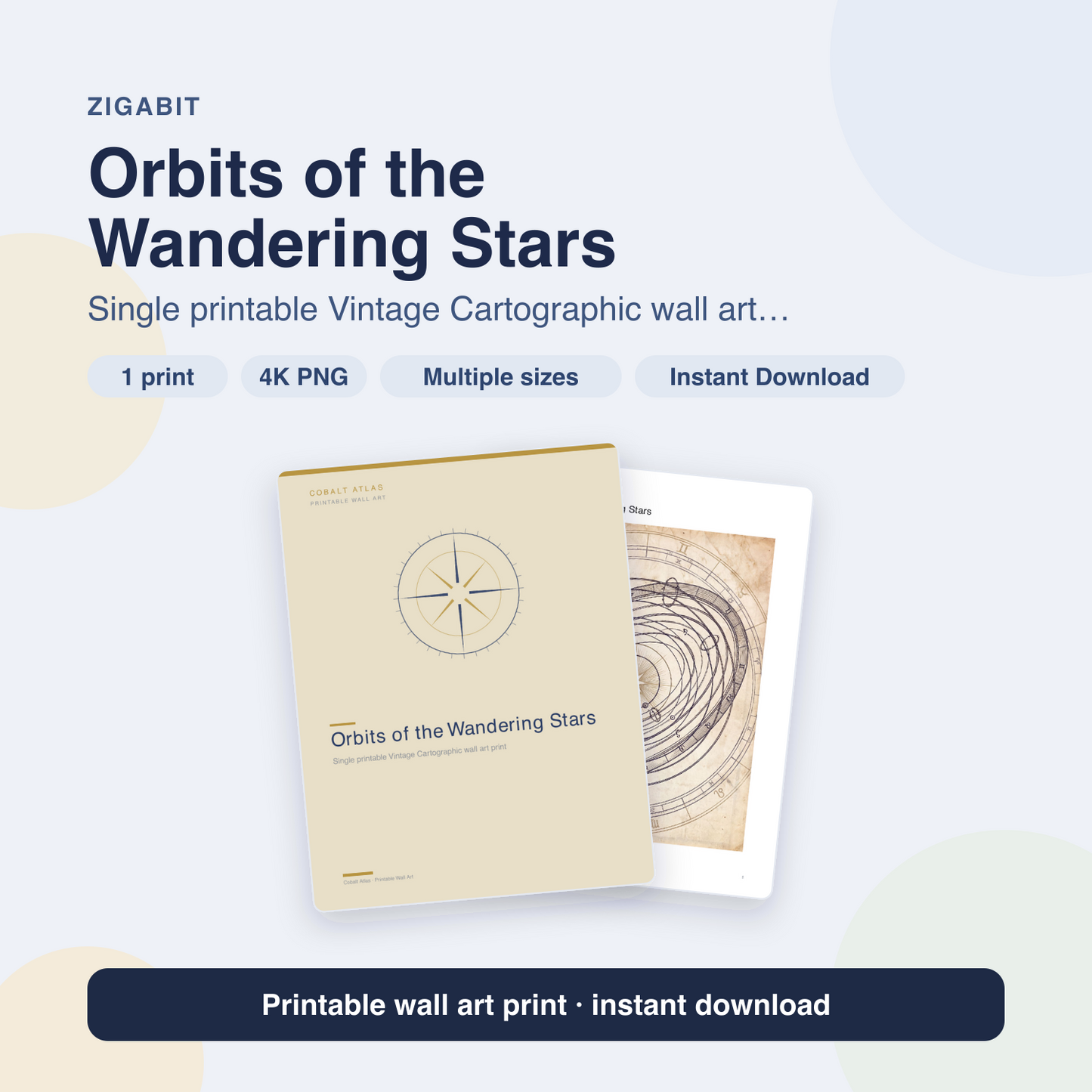 Orbits of the Wandering Stars | Vintage Cartographic Printable Wall Art Print by Cobalt Atlas