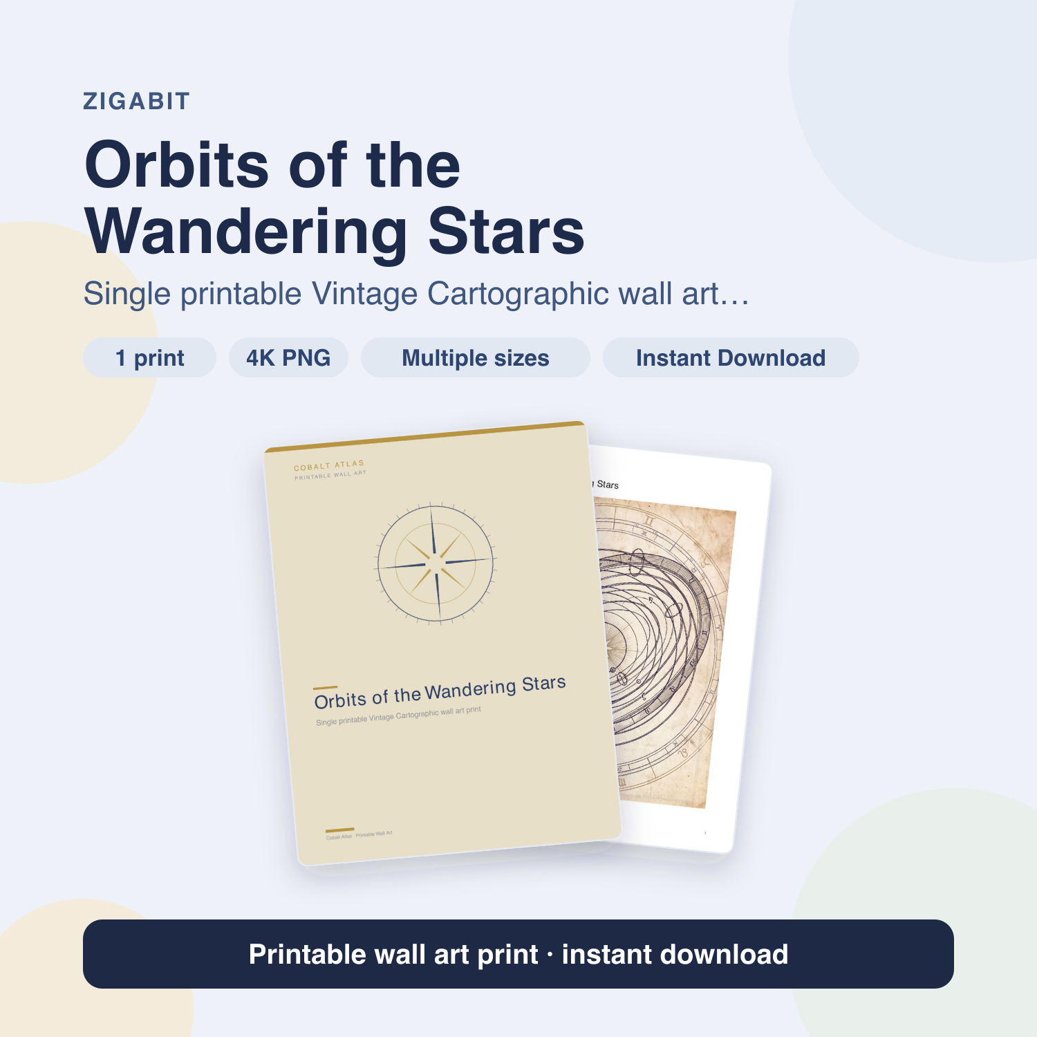 Orbits of the Wandering Stars | Vintage Cartographic Printable Wall Art Print by Cobalt Atlas