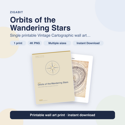Orbits of the Wandering Stars | Vintage Cartographic Printable Wall Art Print by Cobalt Atlas