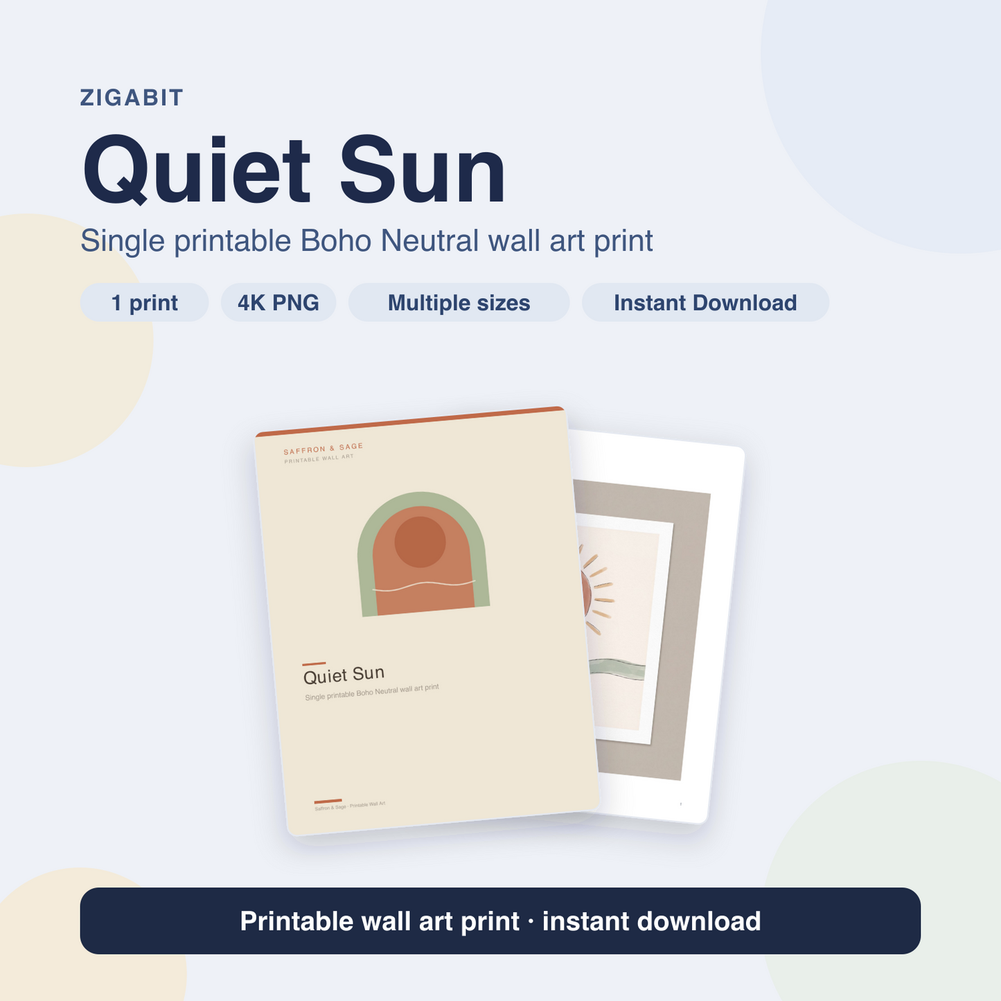 Quiet Sun | Boho Neutral Printable Wall Art Print by Saffron & Sage