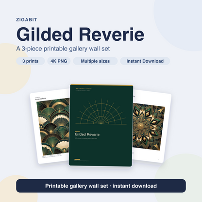 Gilded Reverie Art Deco Gallery Wall Set | 3 Printable Prints by Marrow & Gold