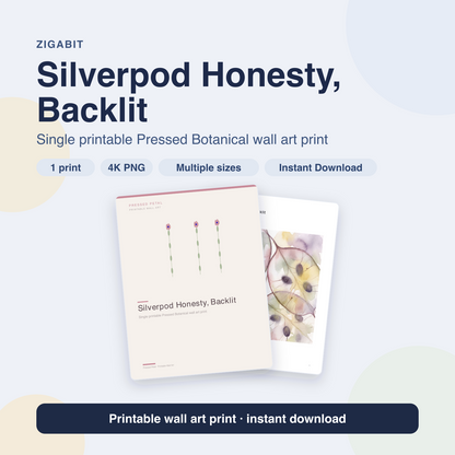 Silverpod Honesty, Backlit | Pressed Botanical Printable Wall Art Print by Pressed Petal