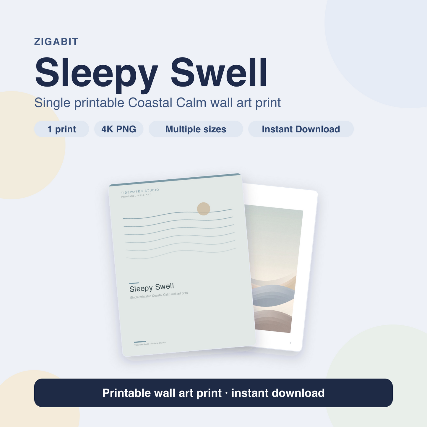 Sleepy Swell | Coastal Calm Printable Wall Art Print by Driftwood & Dune Studio