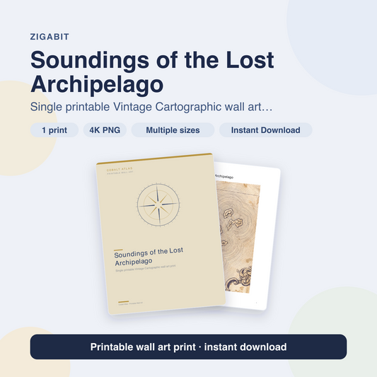 Soundings of the Lost Archipelago | Vintage Cartographic Printable Wall Art Print by Cobalt Atlas