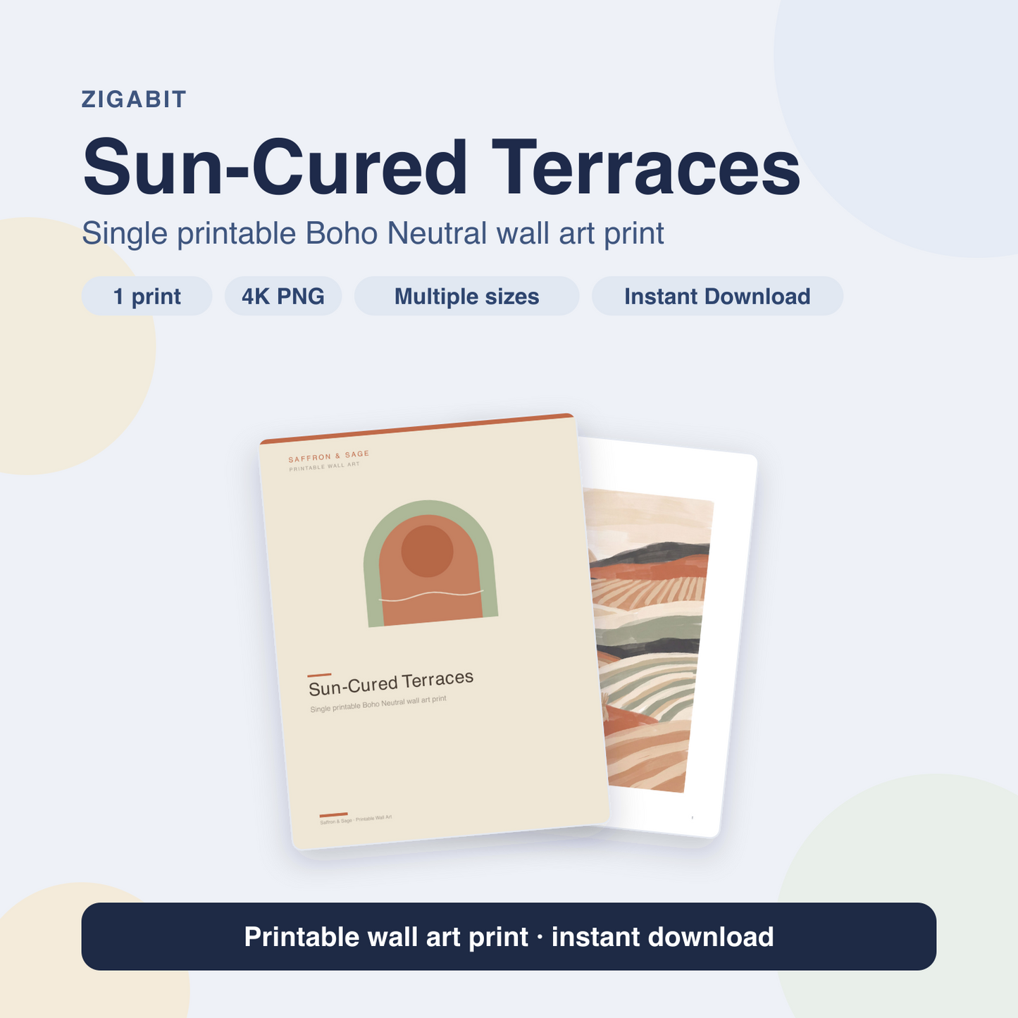 Sun-Cured Terraces | Boho Neutral Printable Wall Art Print by Saffron & Sage