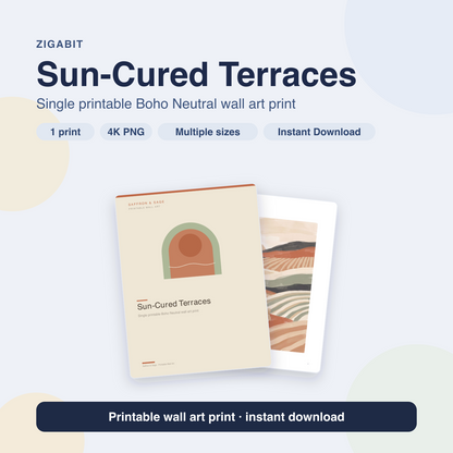 Sun-Cured Terraces | Boho Neutral Printable Wall Art Print by Saffron & Sage
