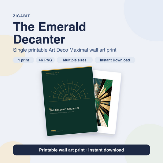 The Emerald Decanter | Art Deco Maximal Printable Wall Art Print by Marrow & Gold