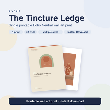 The Tincture Ledge | Boho Neutral Printable Wall Art Print by Saffron & Sage