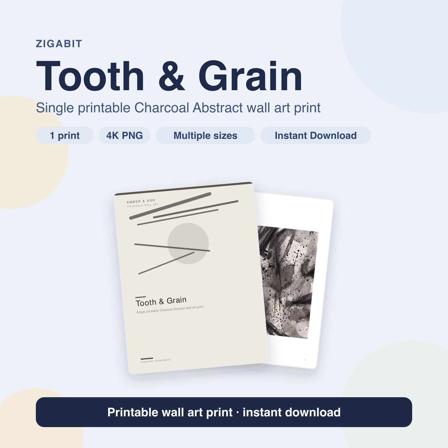 Tooth & Grain | Charcoal Abstract Printable Wall Art Print by Ember & Ash