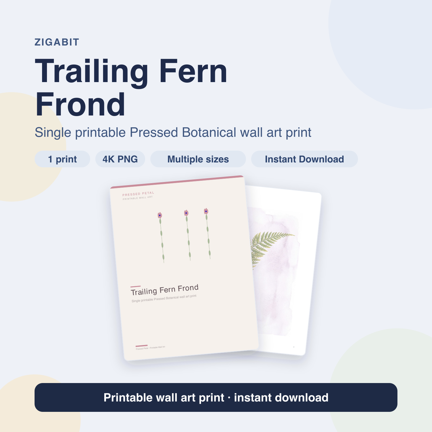 Trailing Fern Frond | Pressed Botanical Printable Wall Art Print by Pressed Petal