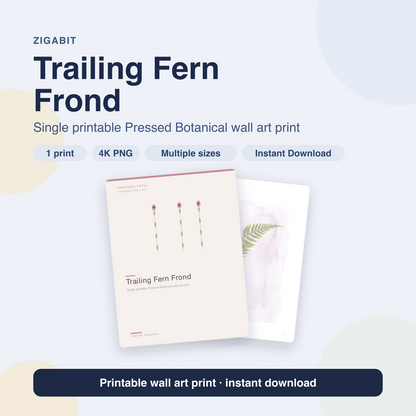 Trailing Fern Frond | Pressed Botanical Printable Wall Art Print by Pressed Petal