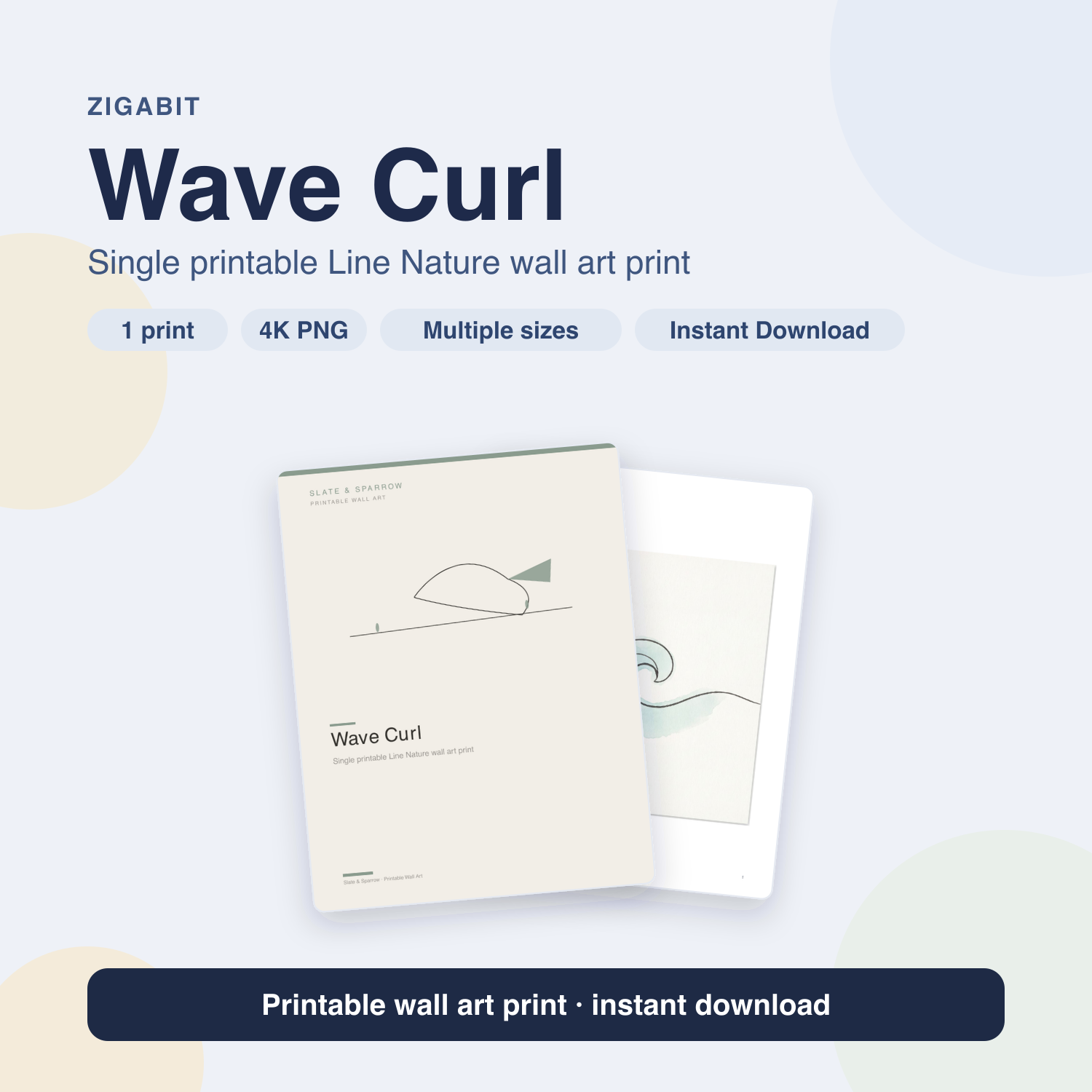 Wave Curl | Line Nature Printable Wall Art Print by Slate & Sparrow