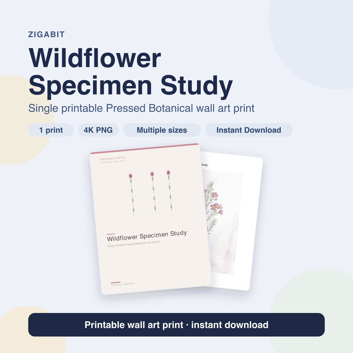 Wildflower Specimen Study | Pressed Botanical Printable Wall Art Print by Pressed Petal